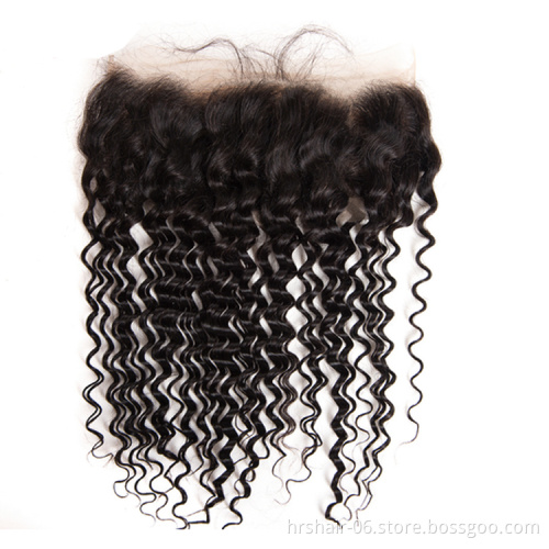 Wholesale virgin indian deep wave human hair cheap nature color 360 lace frontal closure with bundles